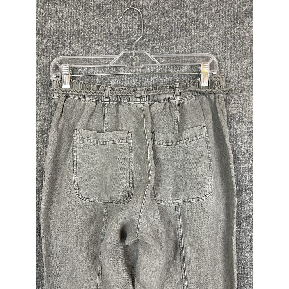 C&C California Linen Blend Casual Pants in Gray Pull-on Breaded Belt‎ - Picture 8 of 11